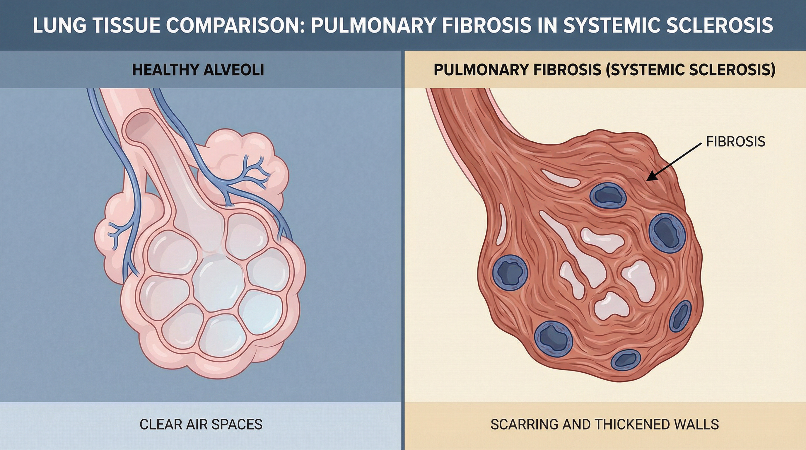 Comparação de Tecido Pulmonar: Fibrose Pulmonar em Esclerose Sistêmica